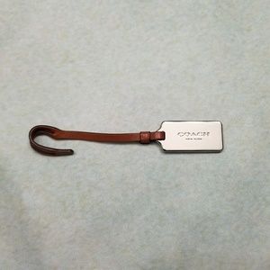 Coach Silver Hang Tag With Brown Leather Strap